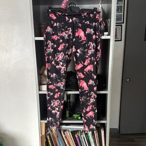 Woman’s Pink and Black Patterned Leggings